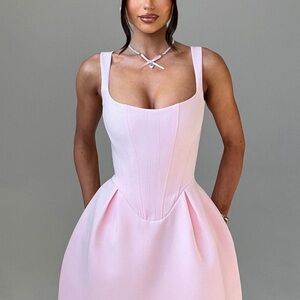 Elegant Light Pink Corset Mini Dress